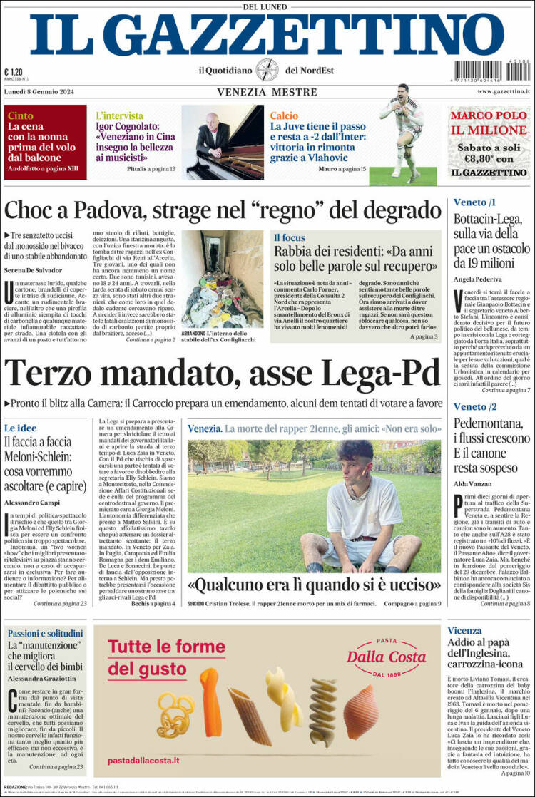 Portada de Il Gazzettino (Italia)