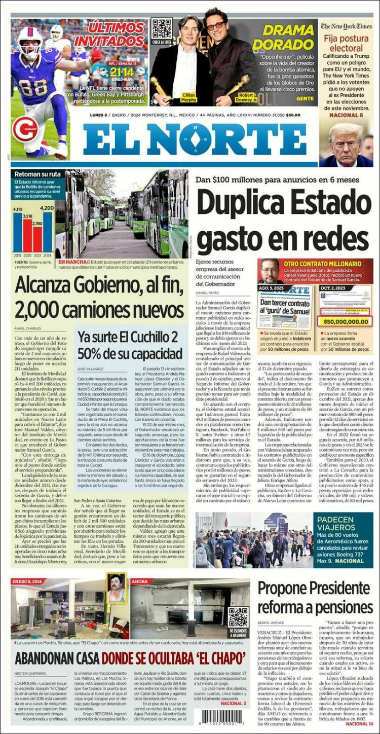 Portada de El Norte (México)