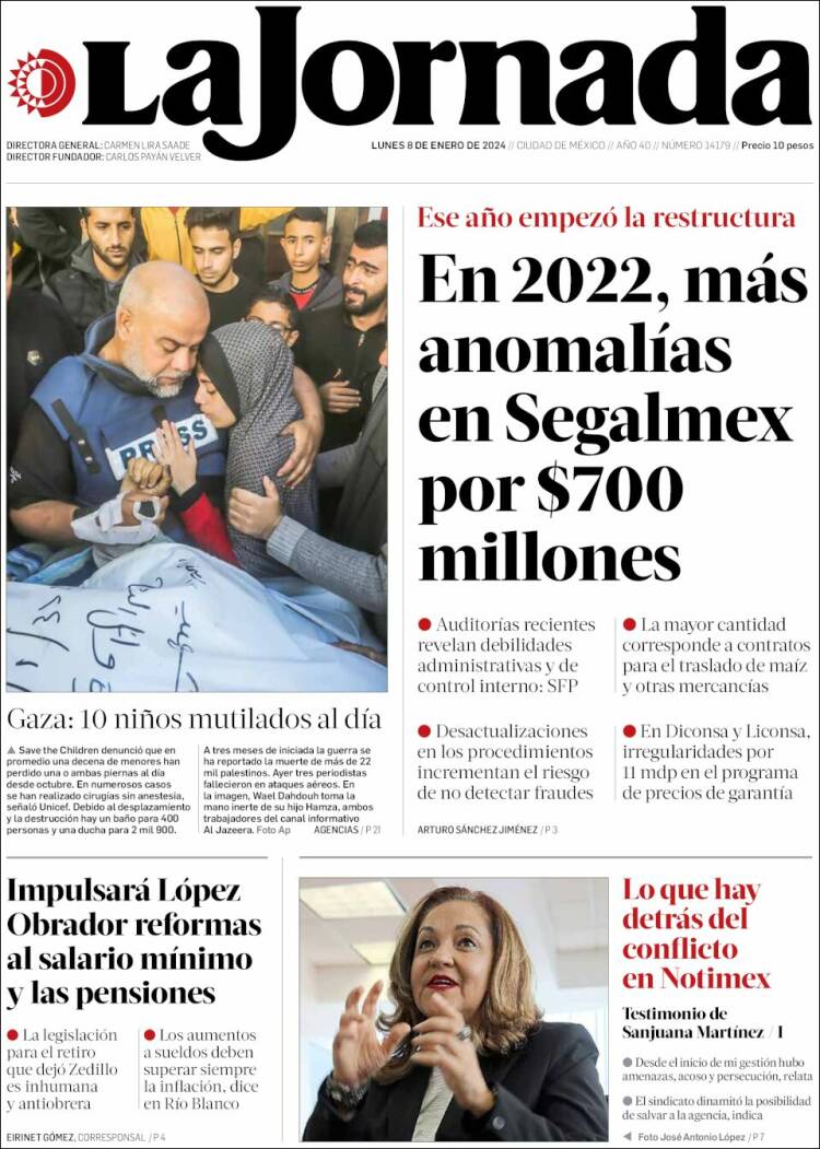 Portada de La Jornada (México)