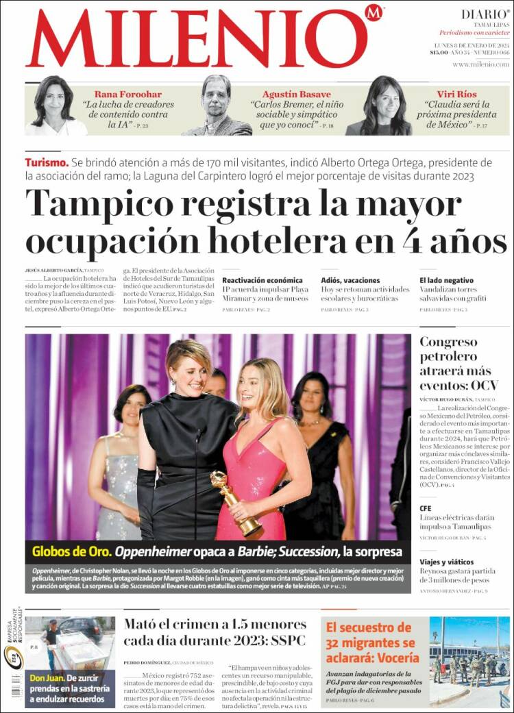 Portada de Milenio - Tamaulipas (México)