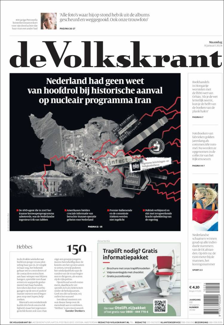 Portada de De Volkskrant (Pa&iacute;ses Bajos)