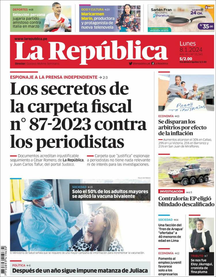 Portada de La Republica (Per&uacute;)