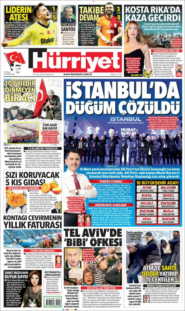 Portada de Hürriyet (Turqu&iacute;a)