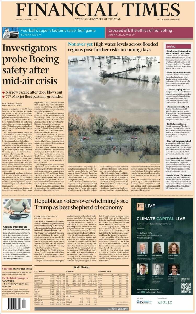 Portada de Financial Times (Reino Unido)