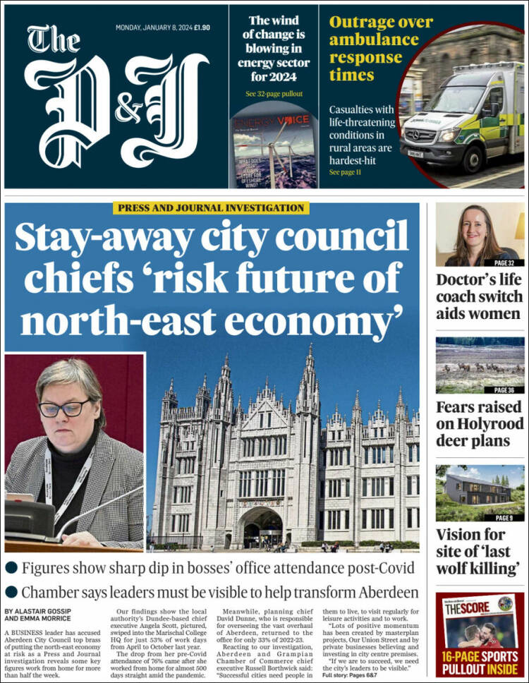 Portada de The Press and Journal (Reino Unido)