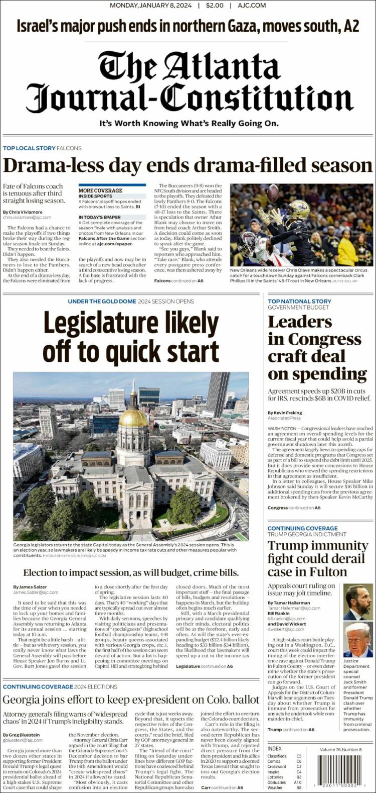 Portada de The Atlanta Journal-Constitution (USA)