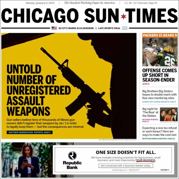 Portada de Chicago Sun-Times (USA)