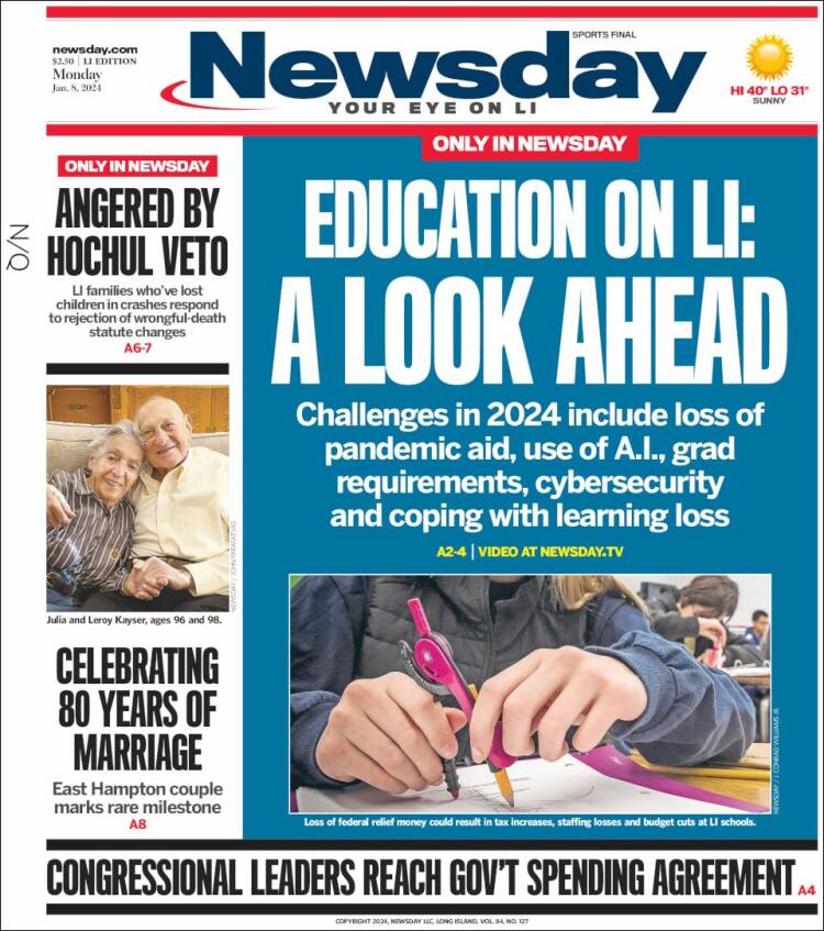 Portada de Newsday (USA)