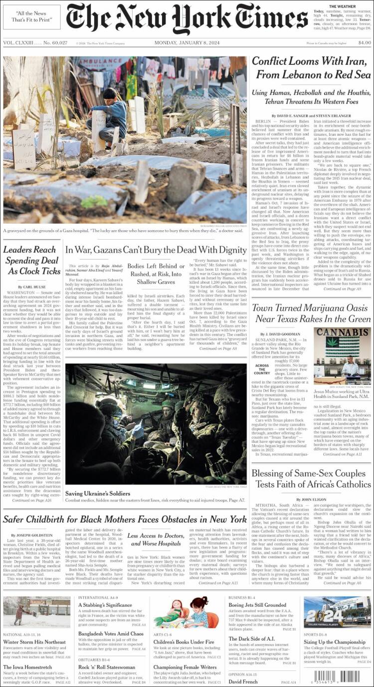 Portada de New York Times (USA)