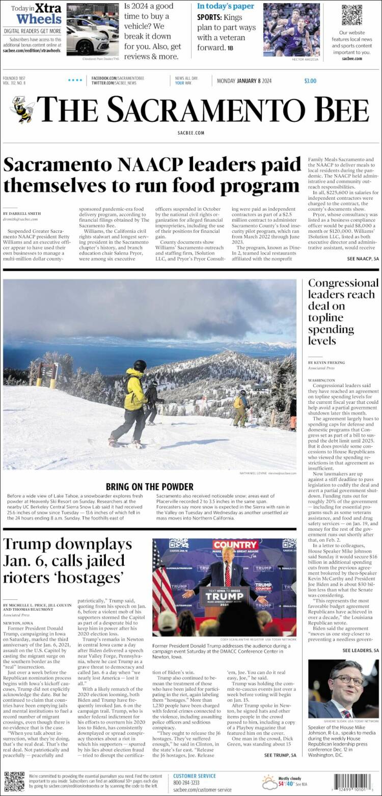 Portada de The Sacramento Bee (USA)