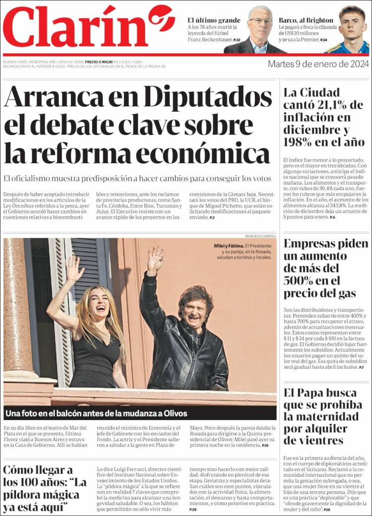 Portada de Clarín (Argentina)