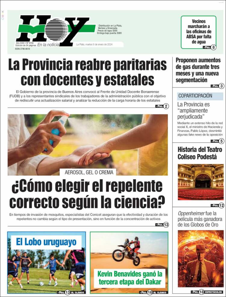Portada de Diario Hoy (Argentina)