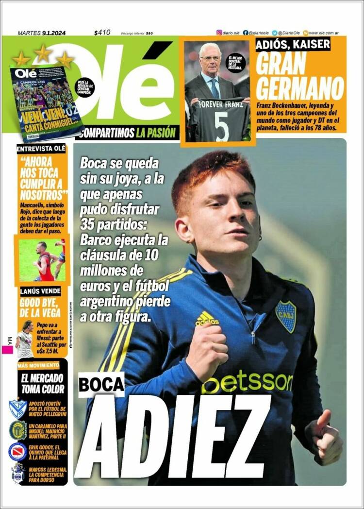 Portada de Olé (Argentina)