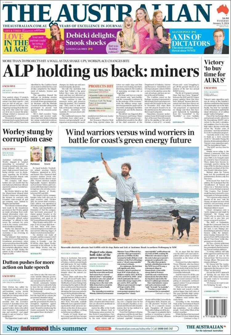 Portada de The Australian (Australia)