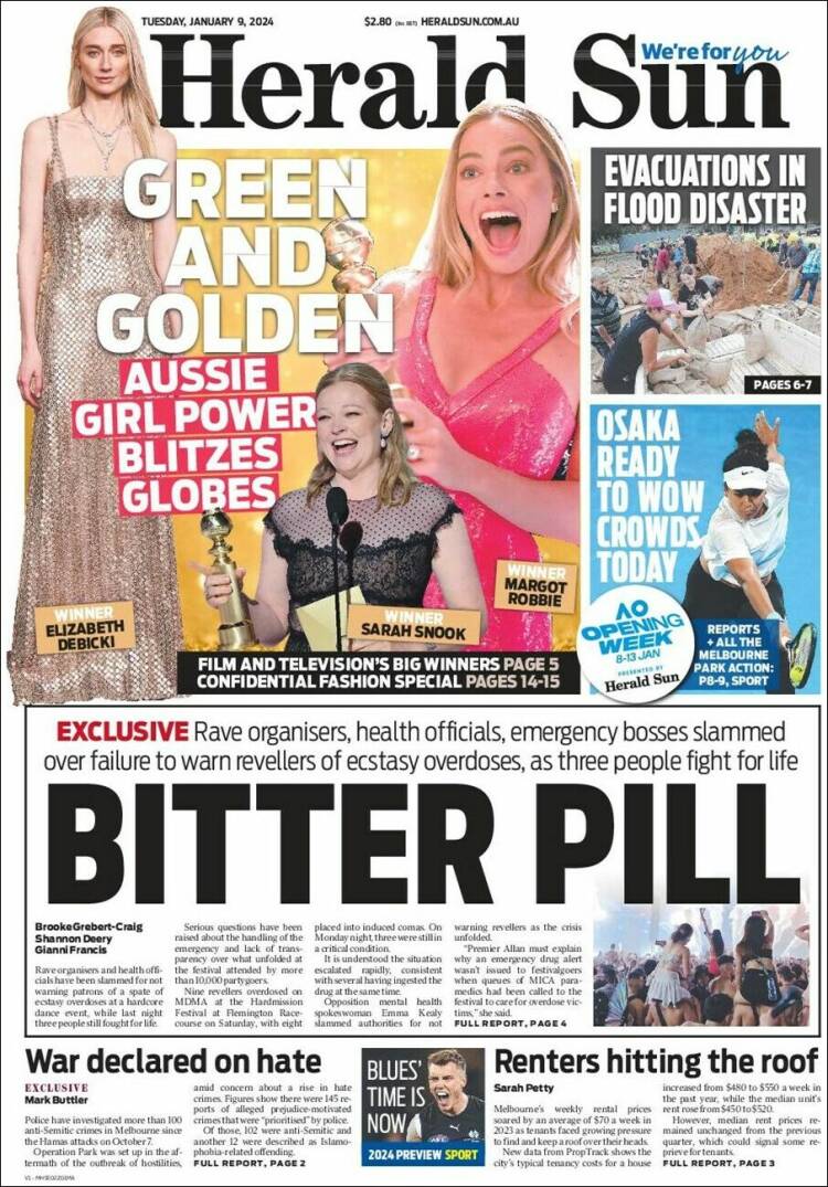 Portada de Herald Sun (Australia)