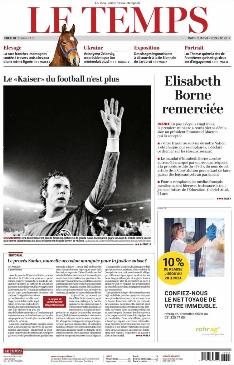 Portada de Le Matin (Suiza)