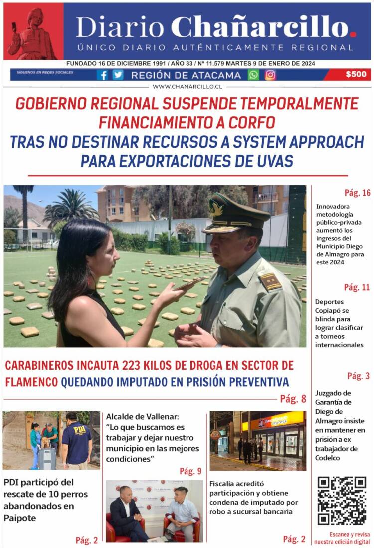 Portada de Diario Chañarcillo (Chile)