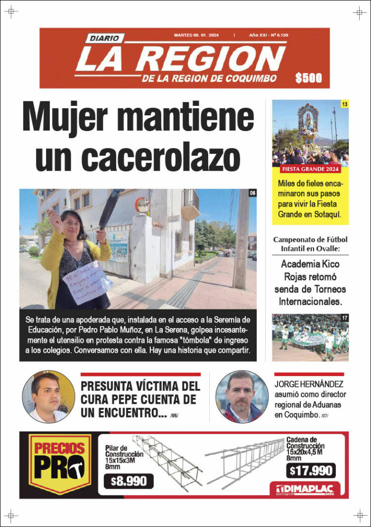 Portada de Diario La Región de Coquimbo (Chile)