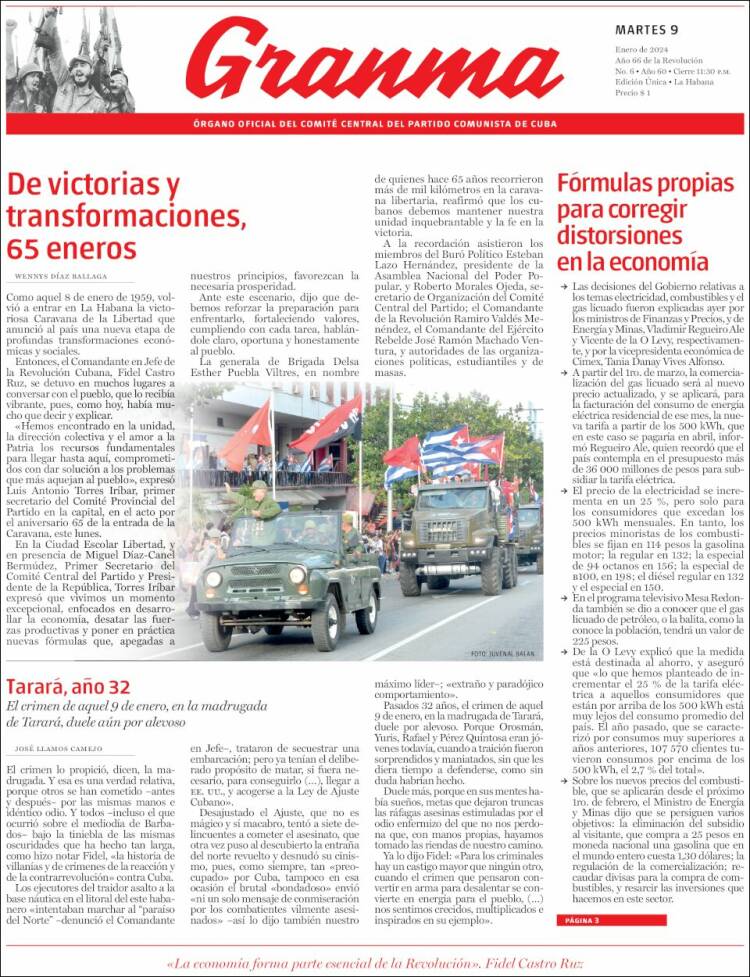 Portada de Granma (Cuba)