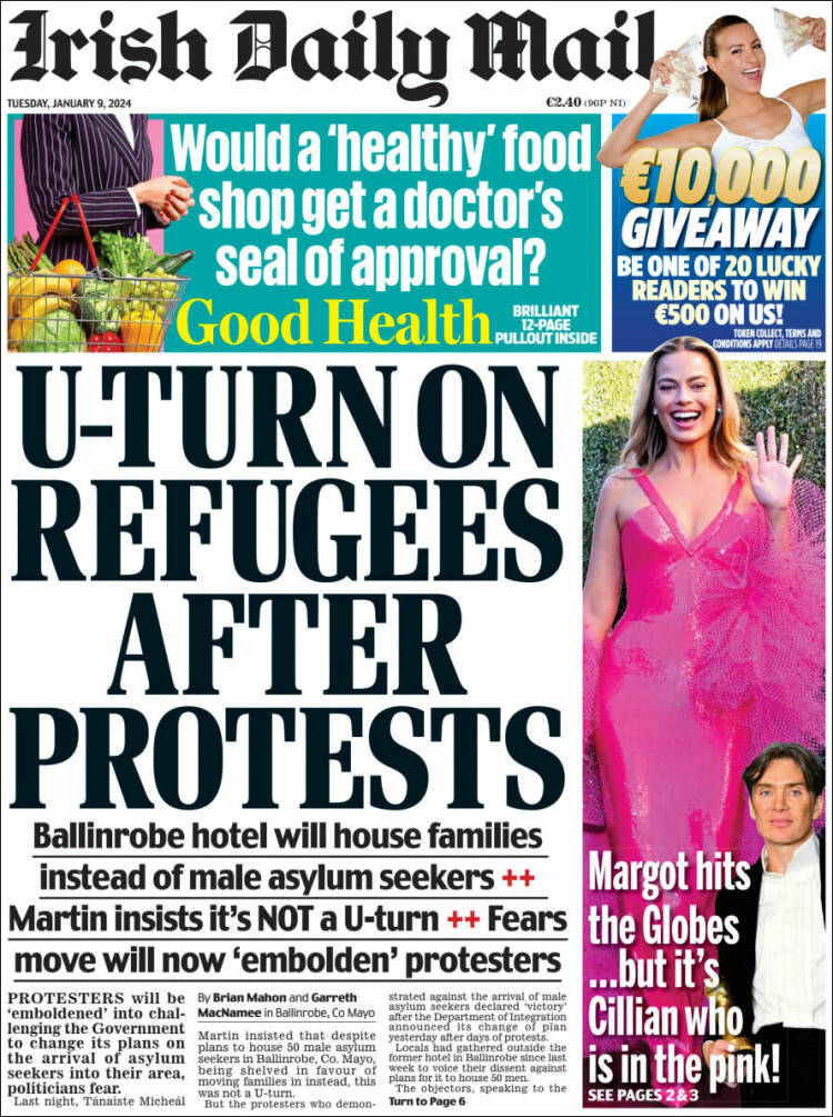 Portada de Irish Daily Mail (Irlanda)