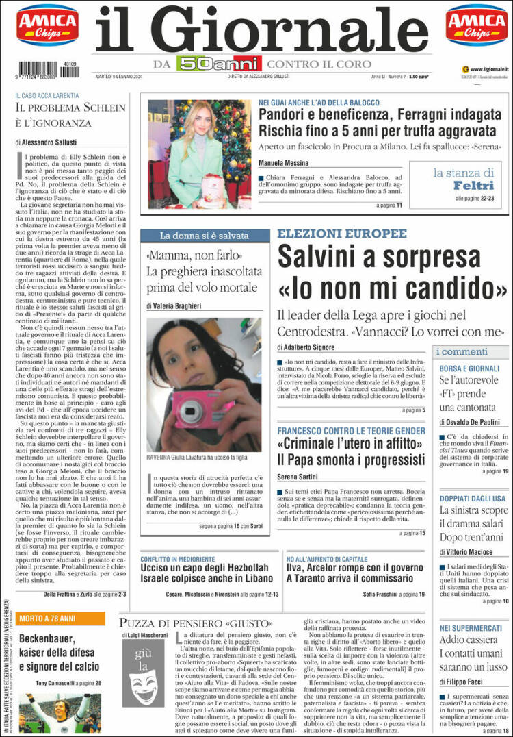 Portada de il Giornale (Italia)