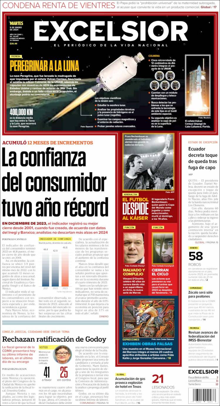 Portada de Excelsior (México)