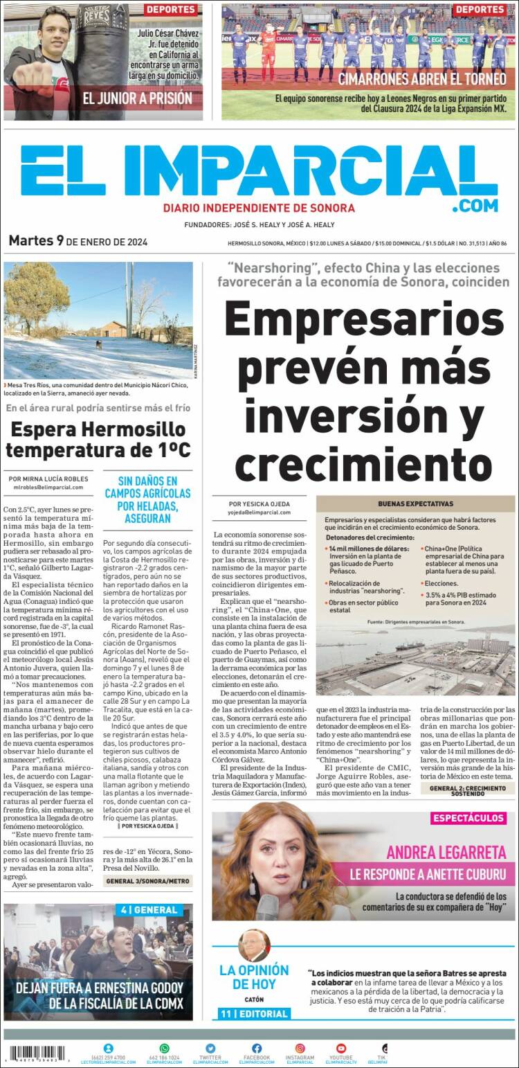 Portada de El Imparcial (México)