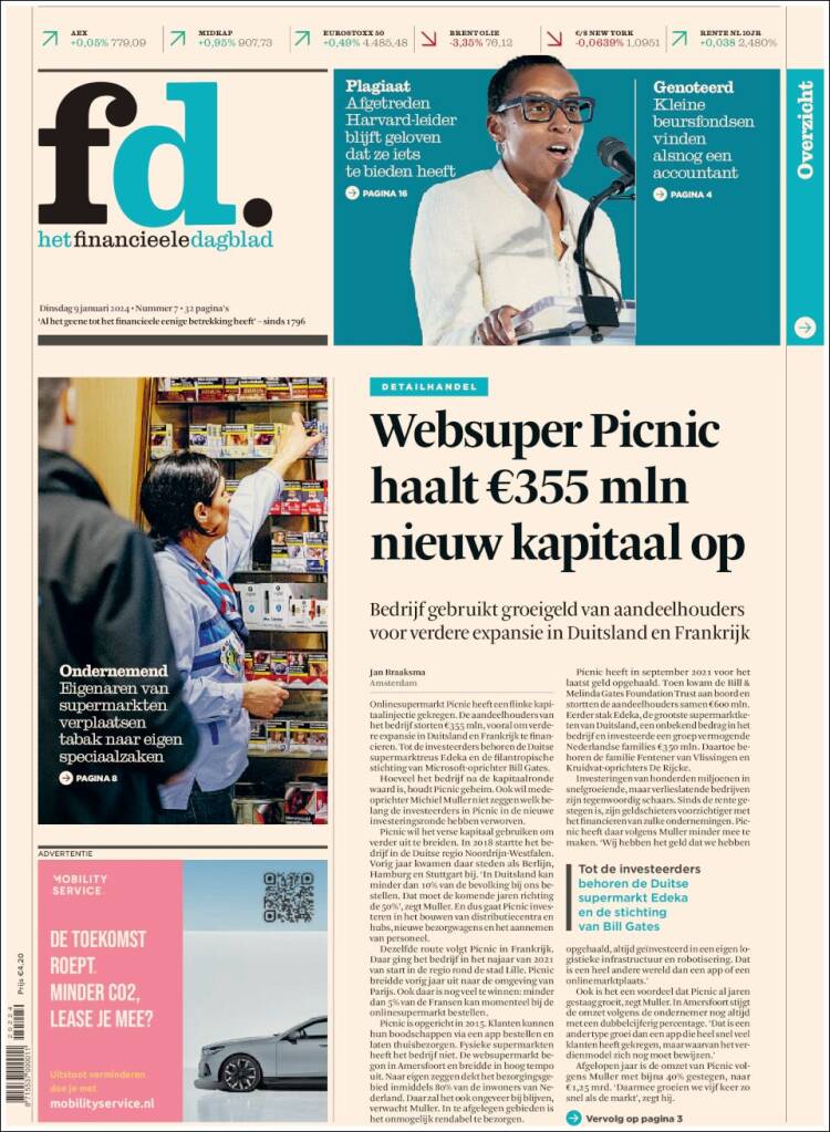 Portada de Het Financieele Dagblad (Pa&iacute;ses Bajos)