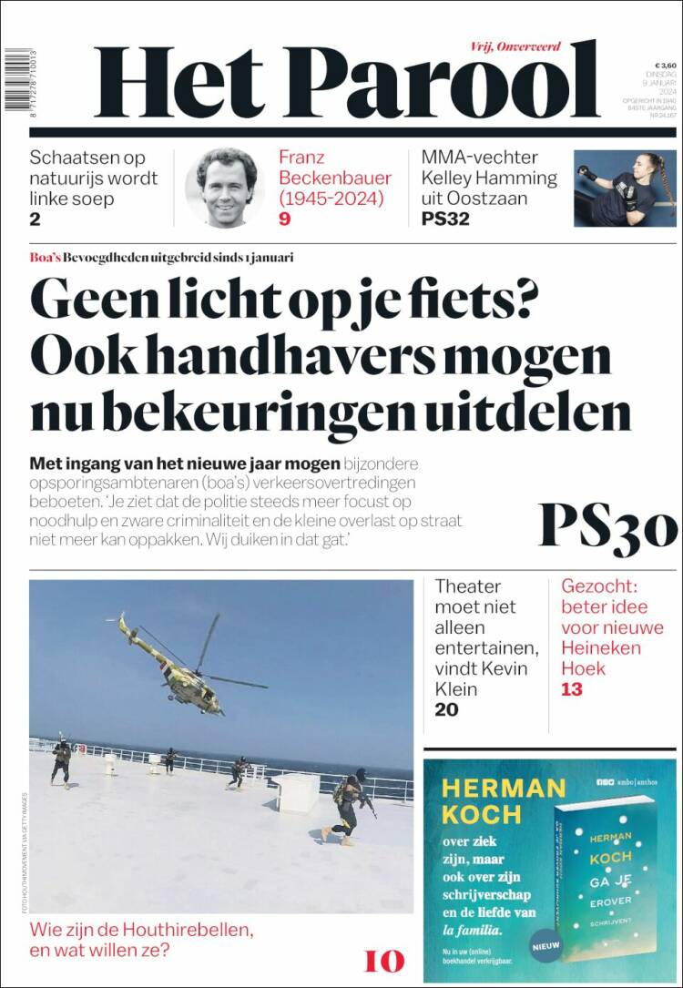 Portada de Het Parool (Pa&iacute;ses Bajos)