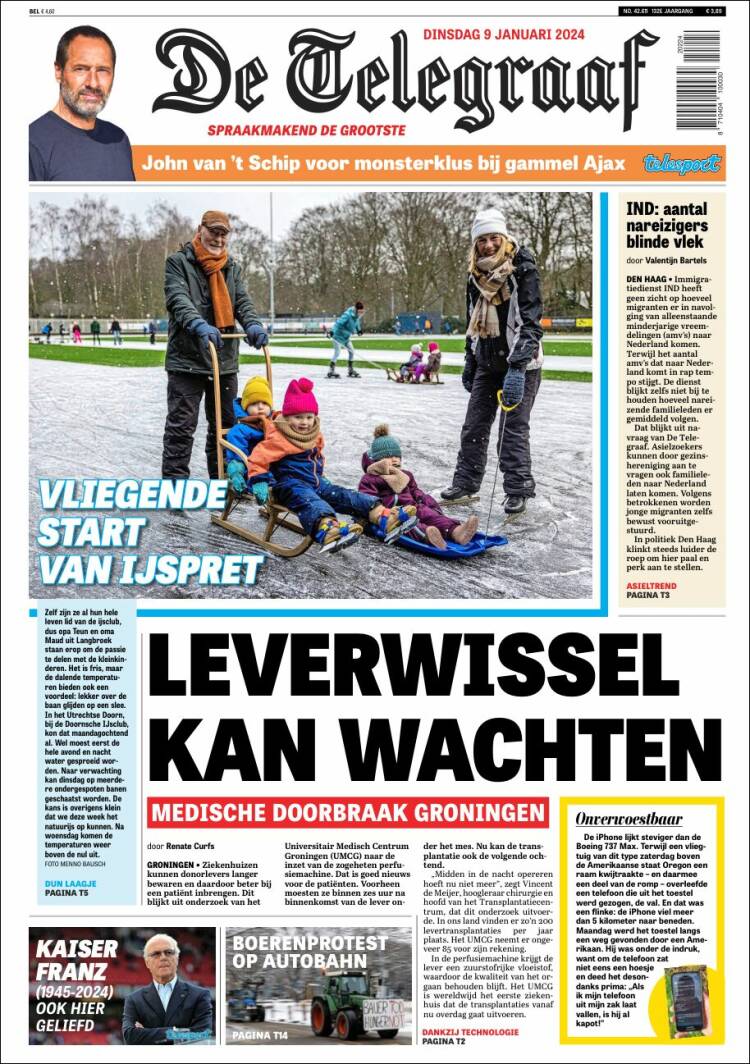 Portada de De Telegraaf (Pa&iacute;ses Bajos)