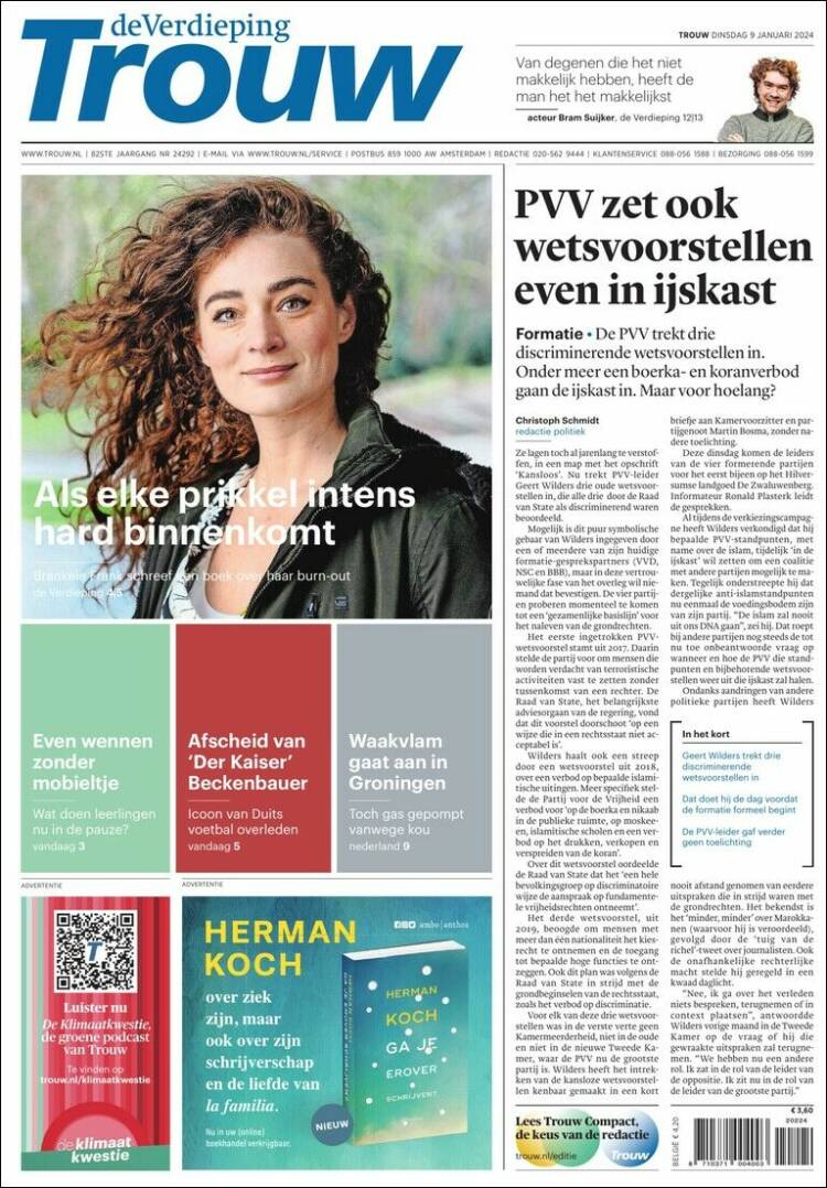 Portada de Trouw (Pa&iacute;ses Bajos)