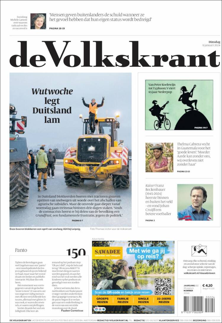 Portada de De Volkskrant (Pa&iacute;ses Bajos)