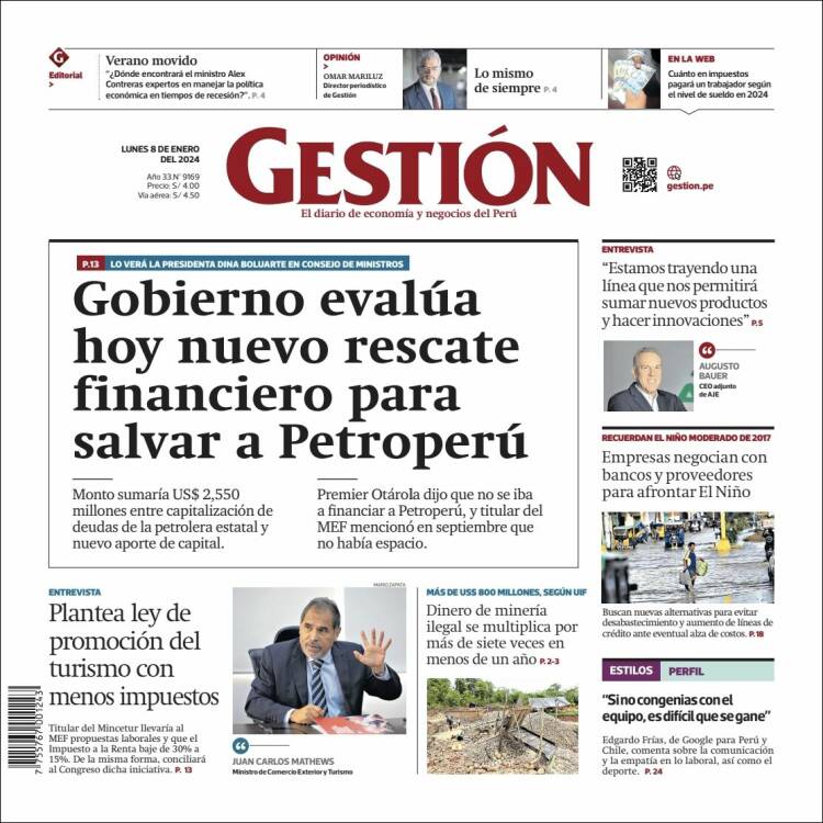 Portada de Diario Gestión (Per&uacute;)