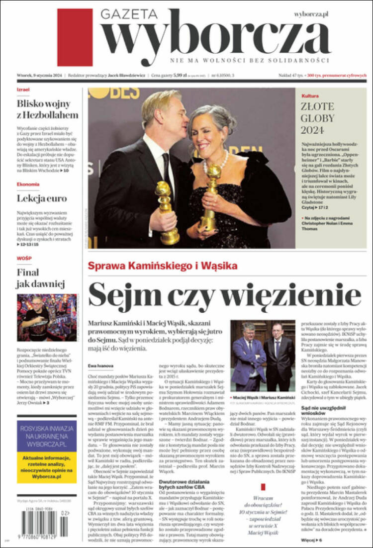 Portada de Gazeta Wyborcza (Polonia)
