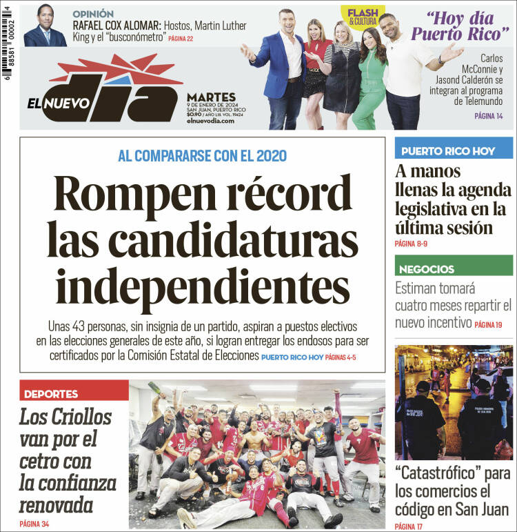 Portada de El Nuevo Día (Puerto Rico)
