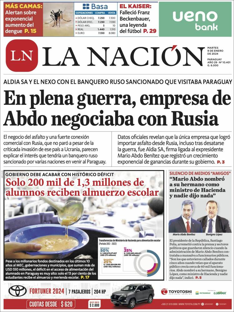Portada de La Nación (Paraguay)