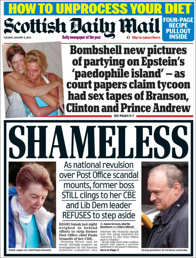 Portada de Scottish Daily Mail (Reino Unido)