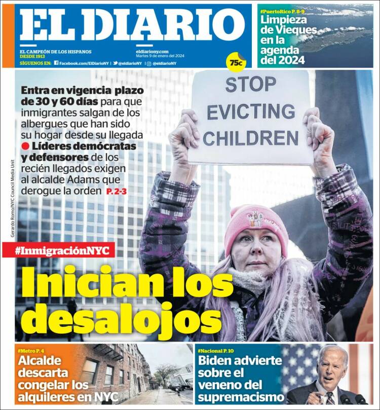 Portada de El Diario NY (USA)