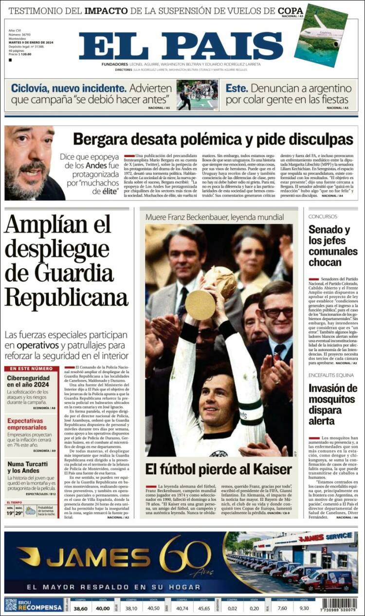 Portada de El País (Uruguay)