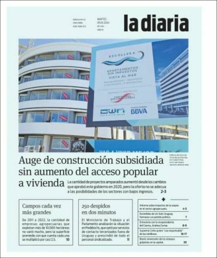 Portada de La Diaria (Uruguay)