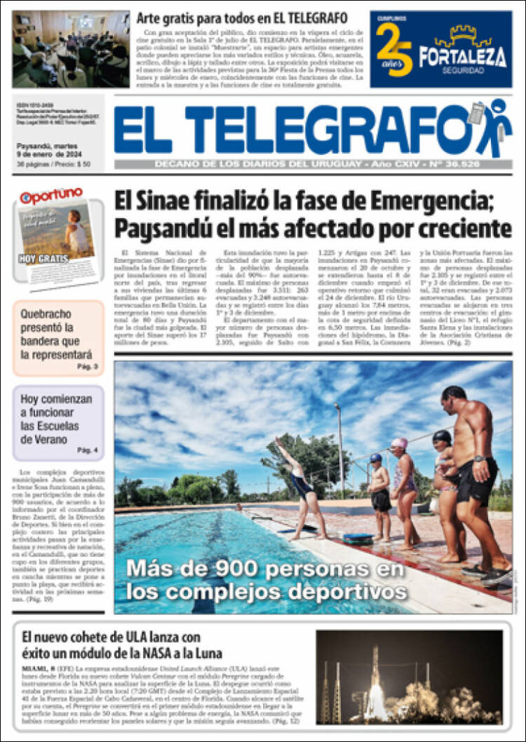 Portada de El Telégrafo (Uruguay)