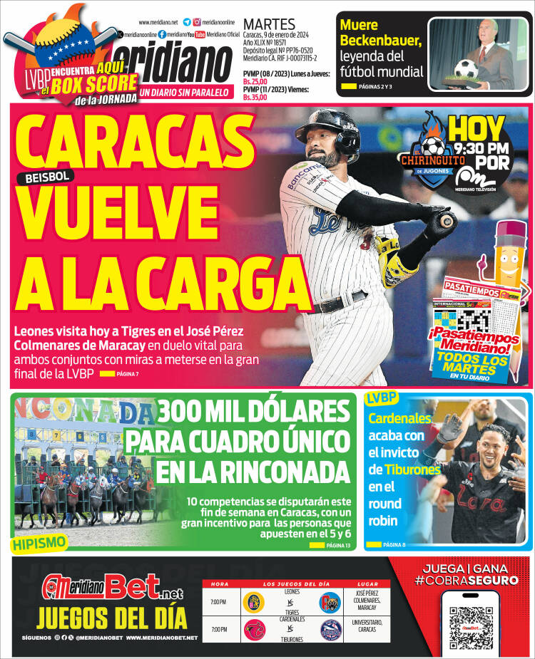 Portada de Meridiano (Venezuela)