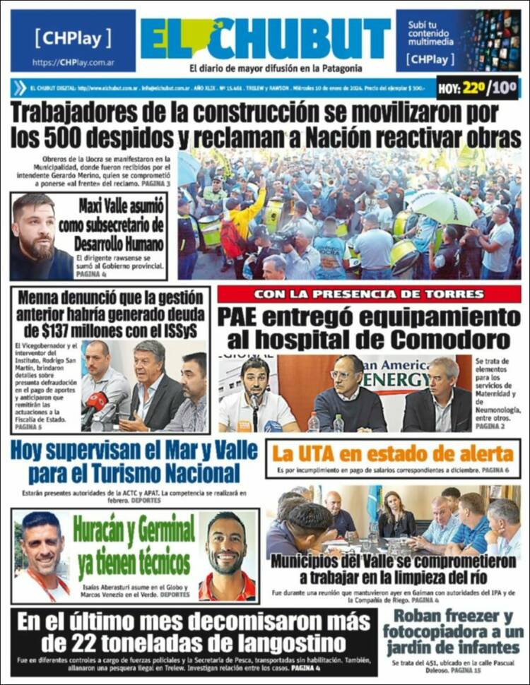 Portada de El Chubut (Argentina)