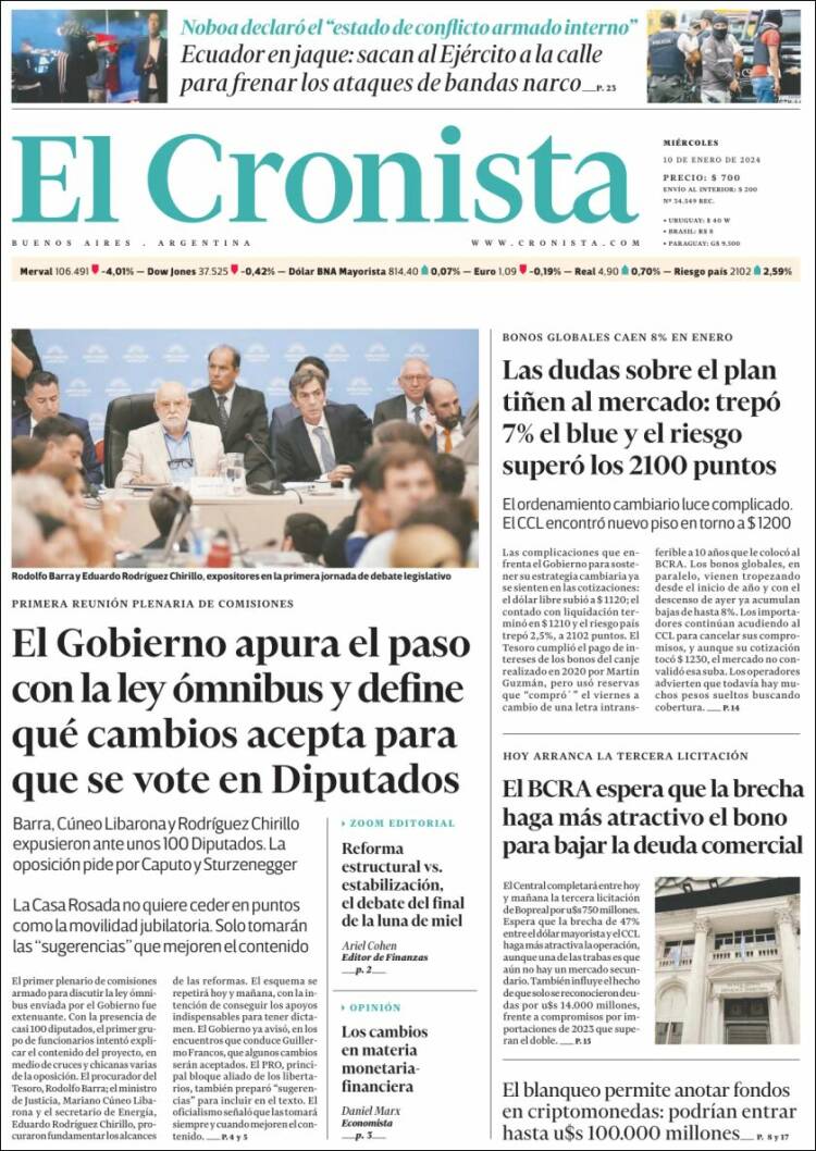 Portada de El Cronista Comercial (Argentina)