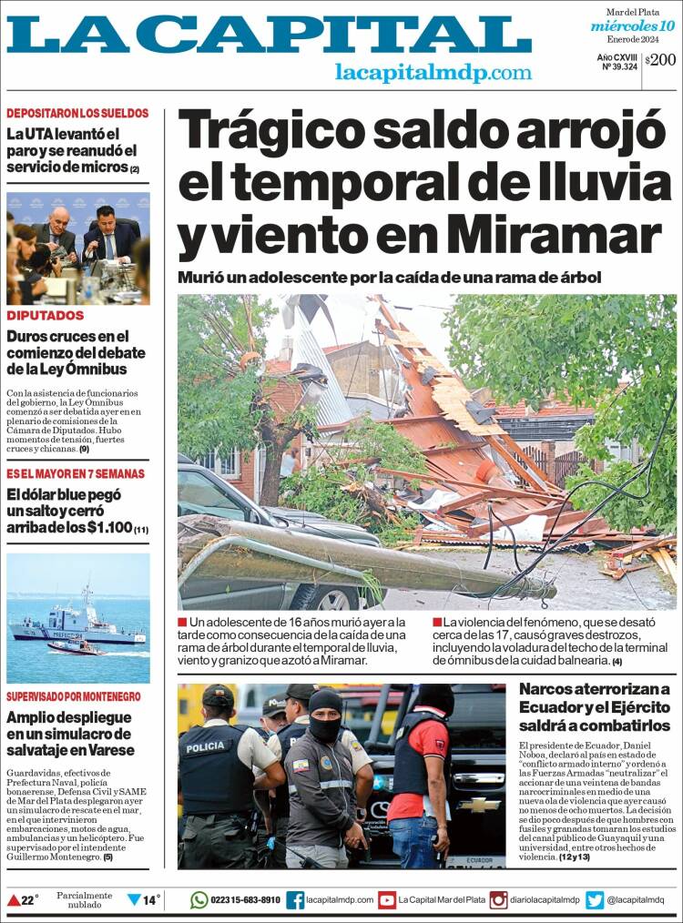 Portada de Diario La Capital - Mar del Plata (Argentina)