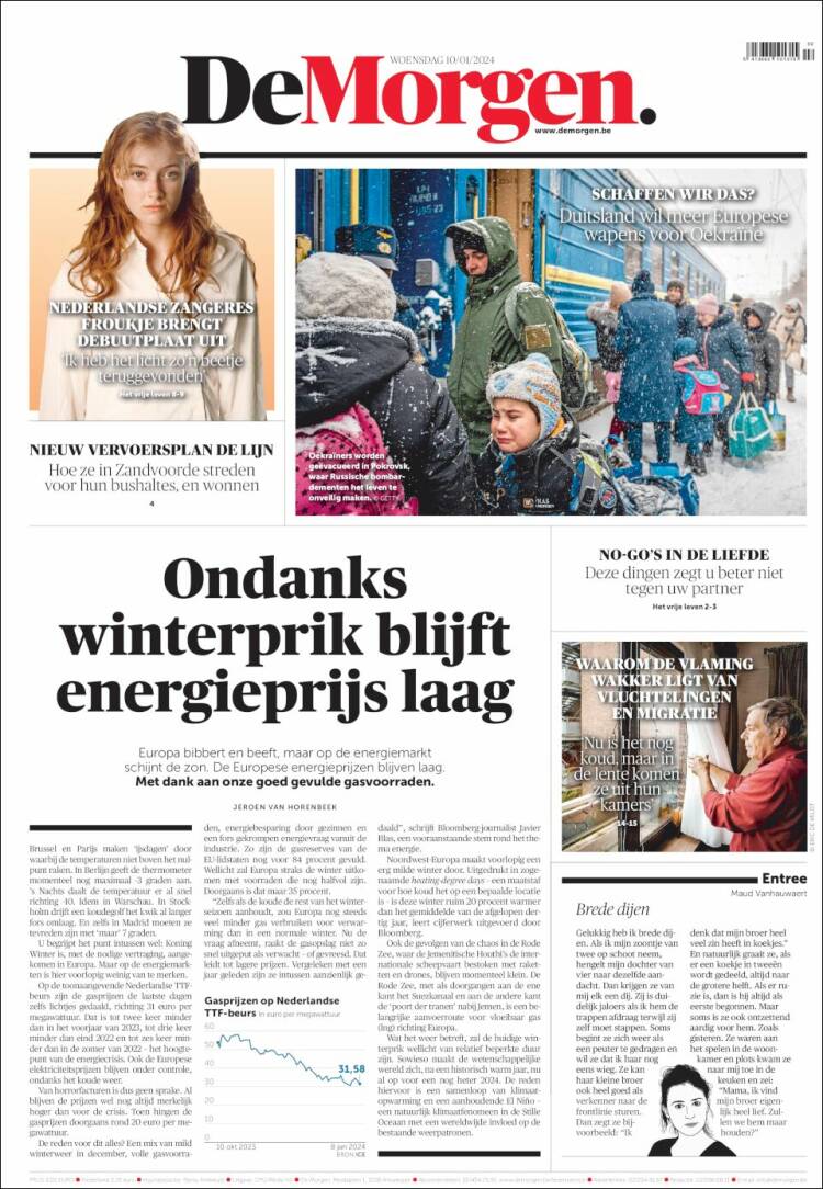 Portada de De Morgen (B&eacute;lgica)