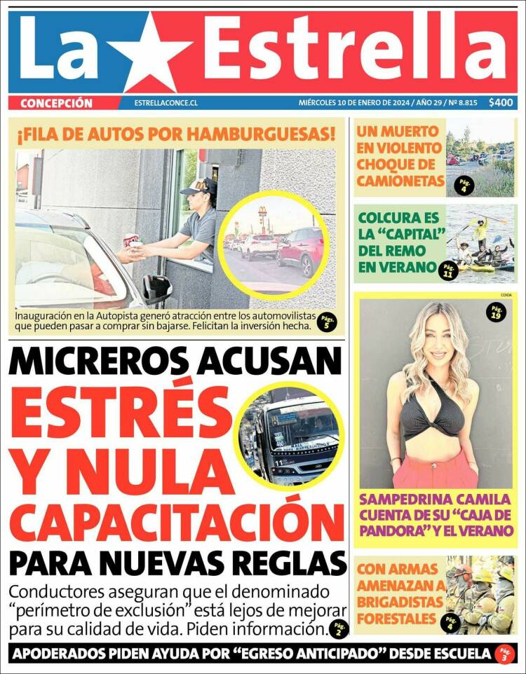 Portada de La Estrella de Concepción (Chile)