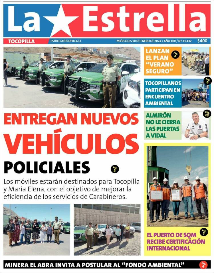 Portada de La Estrella de Tocopilla (Chile)