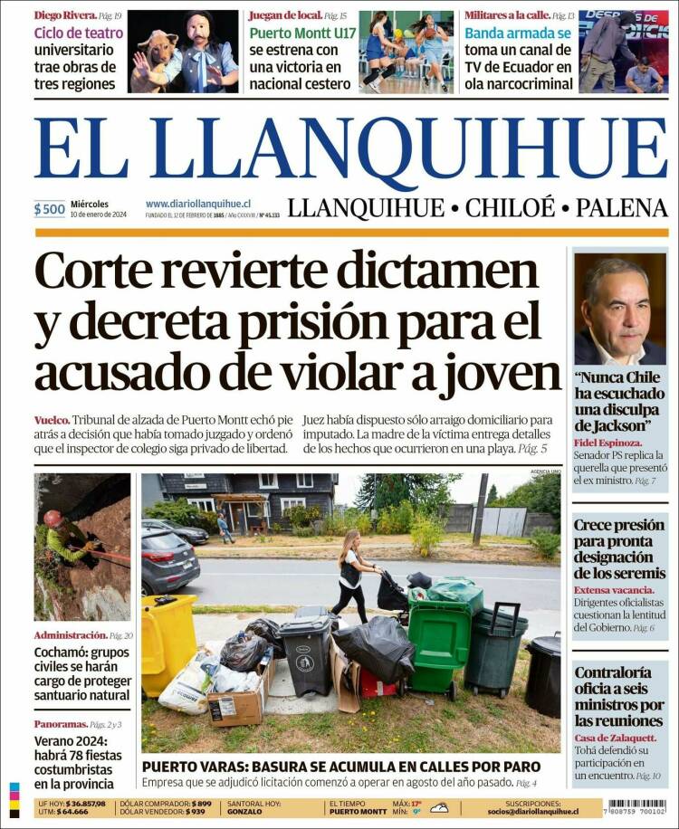Portada de El Llanquihue (Chile)