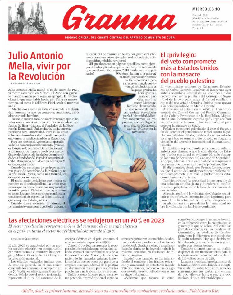 Portada de Granma (Cuba)